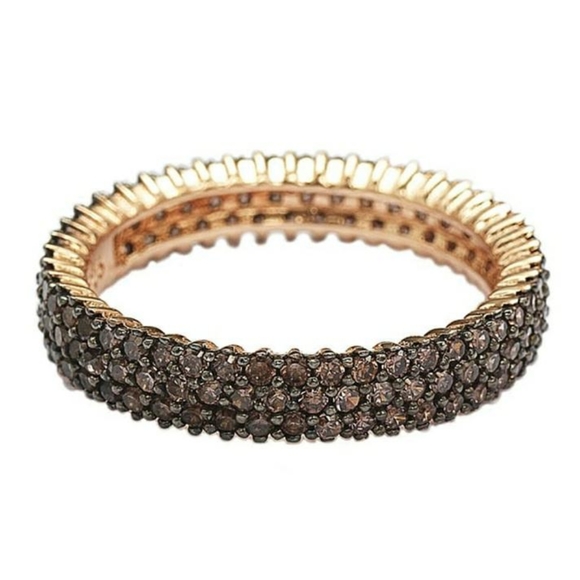 14K Rose Gold Plated Micro-Pave Brown CZ Eternity - Picture 5 of 10